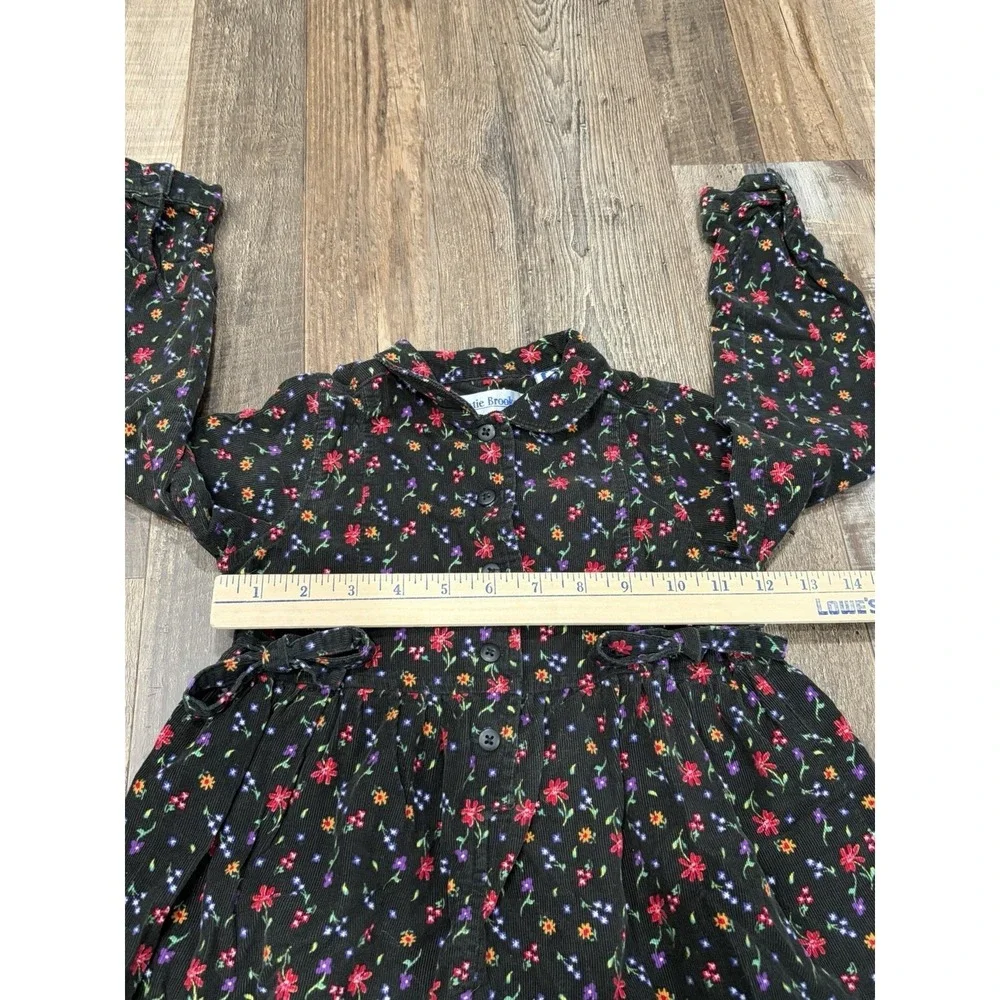 Vintage Christie Brooks Girls Corduroy Dress Dark Floral Size 5/6 Holiday‎